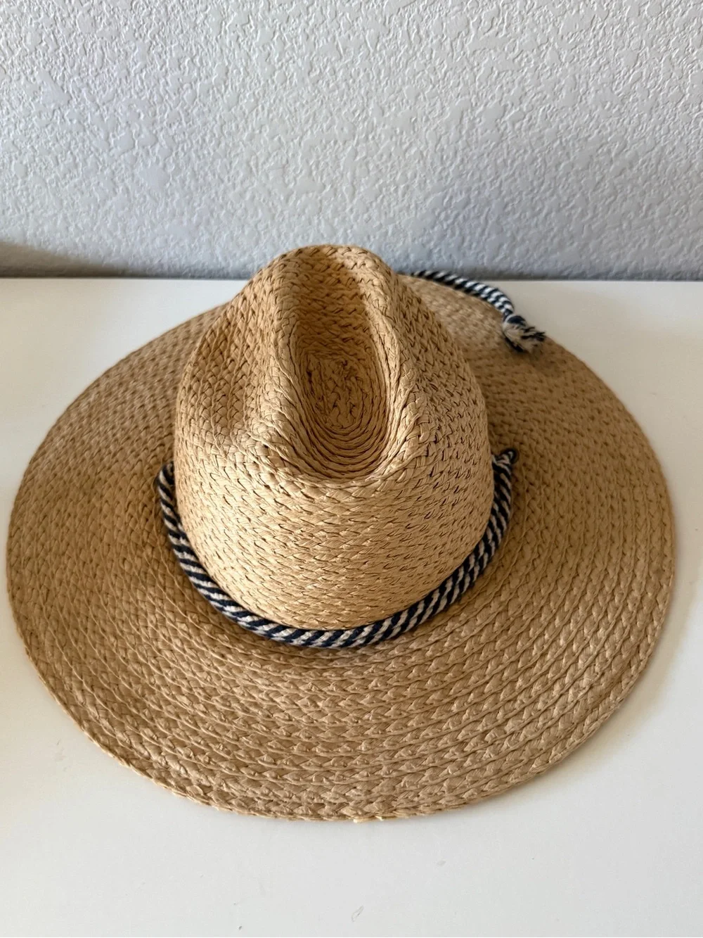 Wide Brim Straw Rancher Hat with Chin Cord - Natural